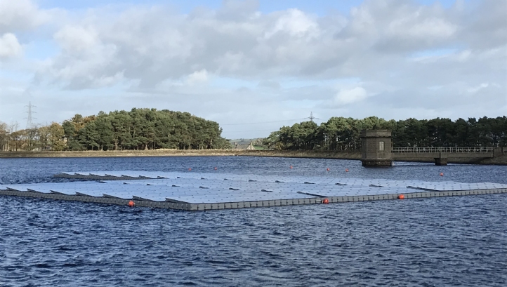 The array at Langthwaite Reservoir consists of “rafts” of floats, with solar panels mounted on top
